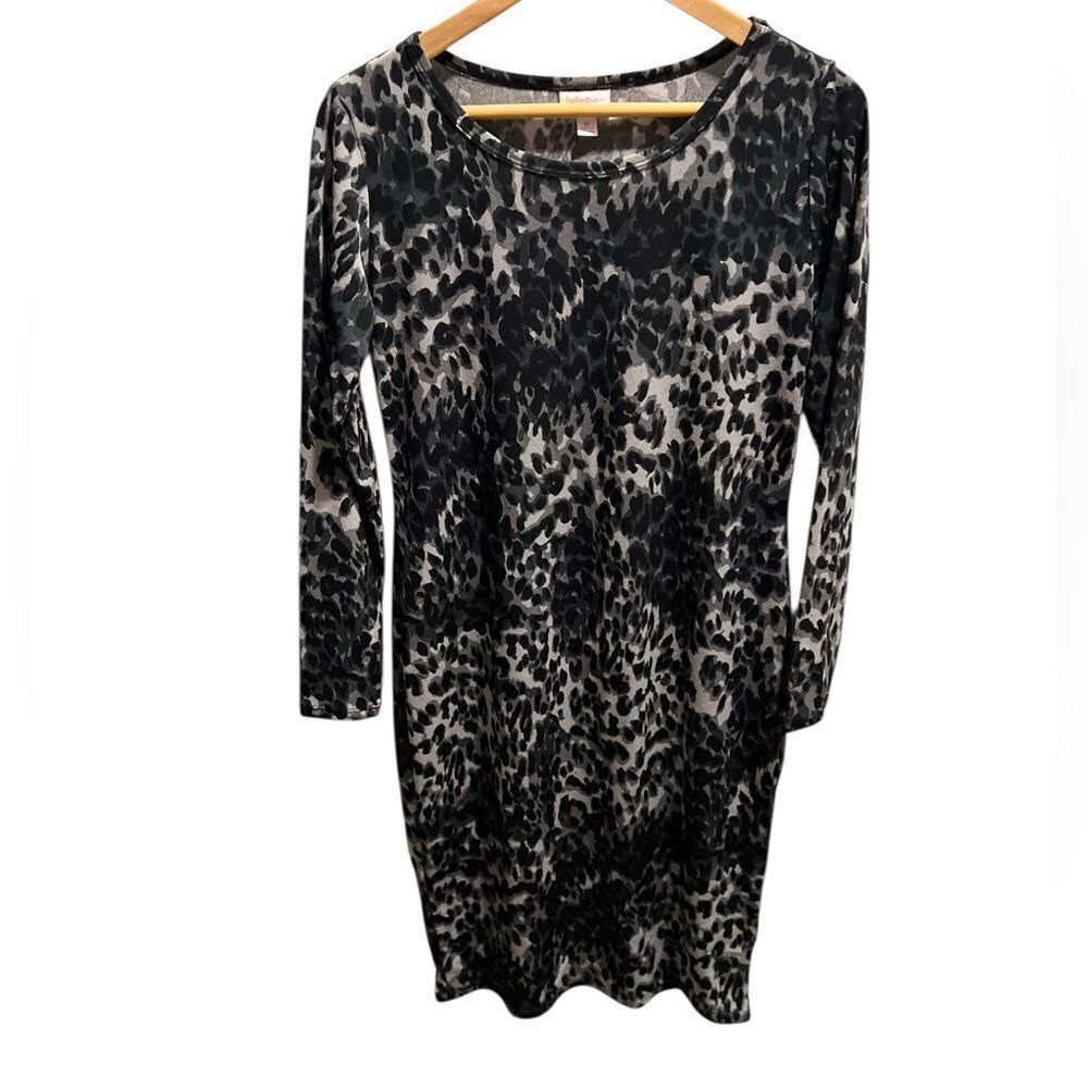 LuLaRoe Leopard Debbie Dress “Unicorn” Leopard Print Bodycon Long Sleeve Size M